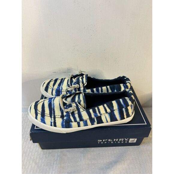Sperry Topsiders  loafers 9m blue stripes shoes - Picture 1 of 5